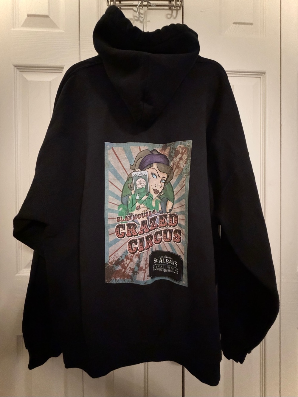 St Albans Sanatorium Slaughter Craze-O Circus Hoodie Haunted Asylum Graphic